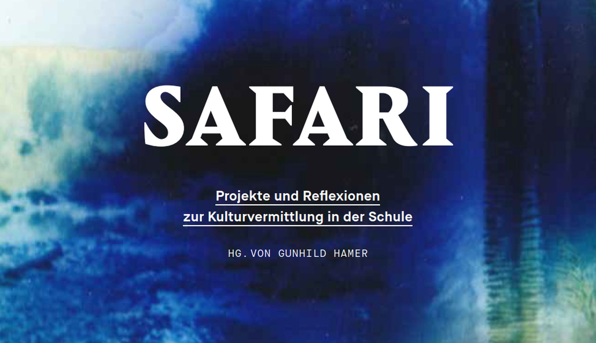 Farbiges Cover mit Titel "SAFARI - Projekte und Reflexionen zur Kulturvermittlung in der Schule