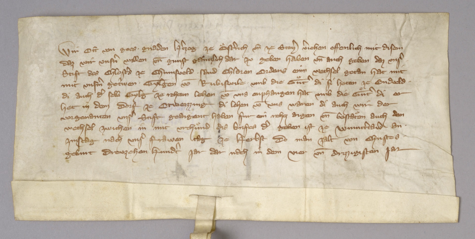 Foto einer Urkunde aus dem Kloster Königsfelden
